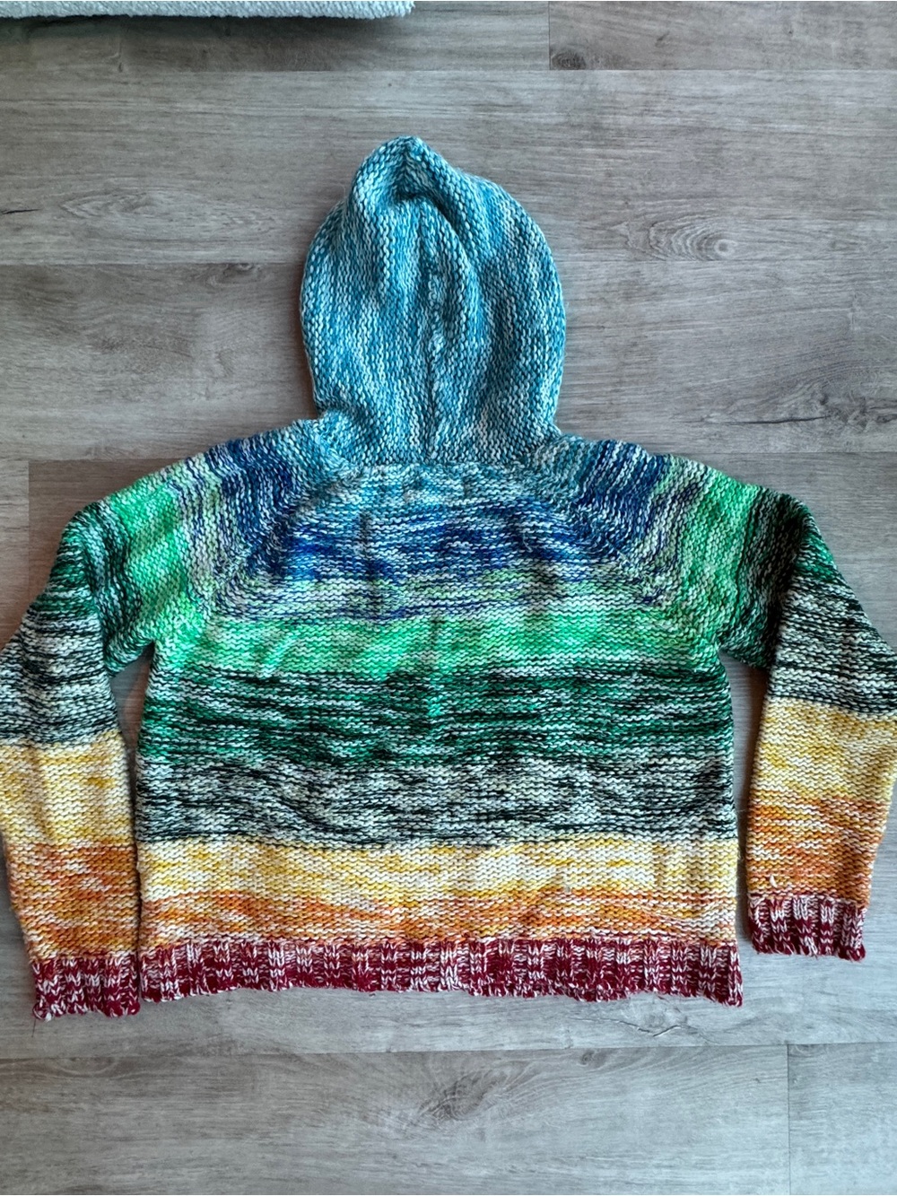 90s Rare Viral Free People Knit Rainbow Hoodie From Delia's Catalog Sz L - Picture 6 of 10